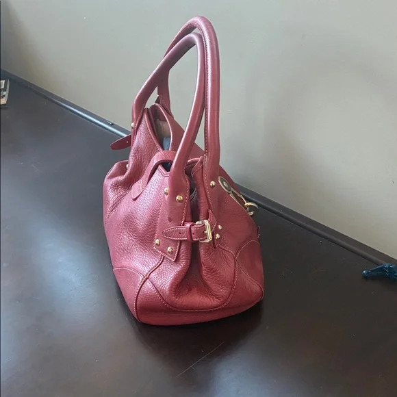 Dooney & Bourke Raspberry Pebbled Leather Shoulder Bag with Gold Hardware - Picture 4 of 9